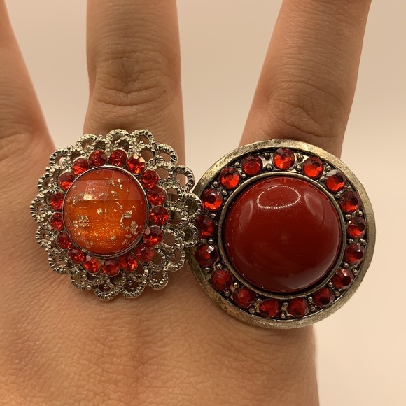 Assorted Ring Lot & Red Flower Earrings - Picture 7 of 12